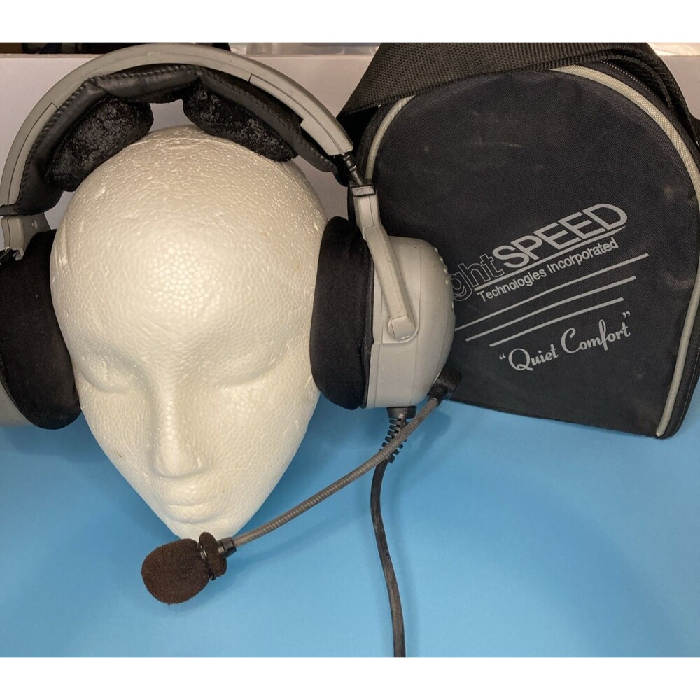 Lightspeed 15K Aviation Headset Pilot Aircraft Dual Plug w Carrying Case GA